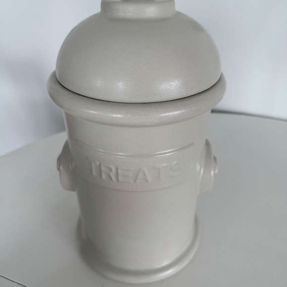 Pottery Barn Fire Hydrant Shaped Pet Treat Canister Ivory - Picture 2 of 7